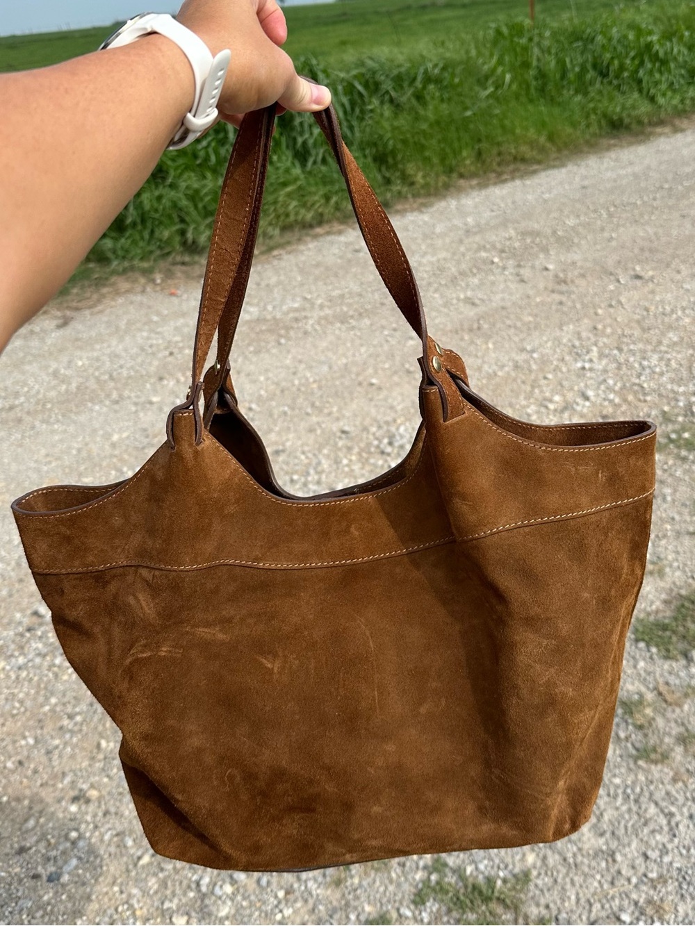 Divina Firenze Italian Women’s Brown Suede Shoulder Tote Hobo Bag Purse
